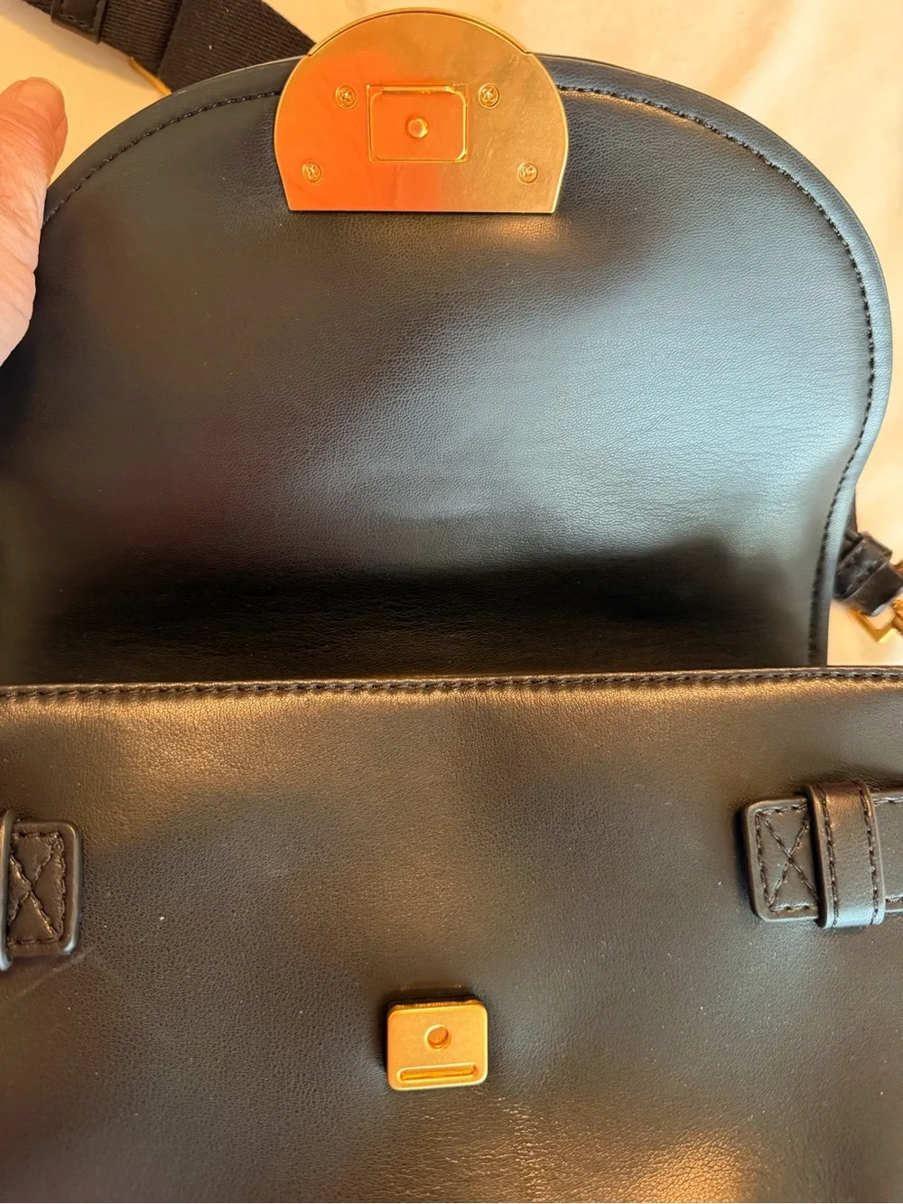 Donna Karan Black Leather Top-Handle Shoulder Bag, Gold Hardware, detachable str - Picture 7 of 11